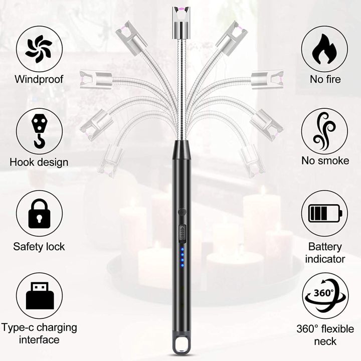 Electric%20Lighter%20for%20Candles%20Rechargeable%20Electric%20Gas%20Lighter/Plasma%20Lighter%20Flameless%20Windproof%20USB%20Lighter%20360%20Degree%20Rotate-able%20Flexible%20Neck%20Arc%20Lighter%20(Multicolor)%20-%20Image%203