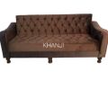 Sofa Combed Aram Design  3 Seater Stylish Emboss Tufting Brown Valvet & Colour Can be Customised {{ Special offer } Available. 