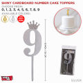 Numbers 0-9 Paper Cardboard With Crown Cake Topper Gold & Silver 8" Inch Cardboard Cupcake Toppers For Birthday Party, Weddings Anniversary, 1st First Birthday, Kids Birth Day, Age Year Cake Topper Party Supplies. 