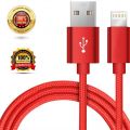 Lightning Cable 2A Fast Charging Cable for iphone – QC 3.0 High Nylon Braided Data Cable for Apple/iphone Devices - 1 Meter / Heavy Duty Metal Braided Lightning USB Charger Cable Fast Charging Cord compatible with iPhone Red. 