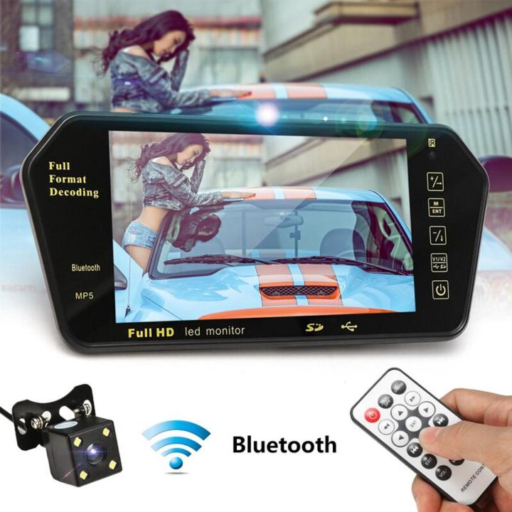 Car 7 Inch Bluetooth Tft Lcd Color Mirror Mp5 Player Video Monitor Display Car Rear View Mirror With Reversing Camera