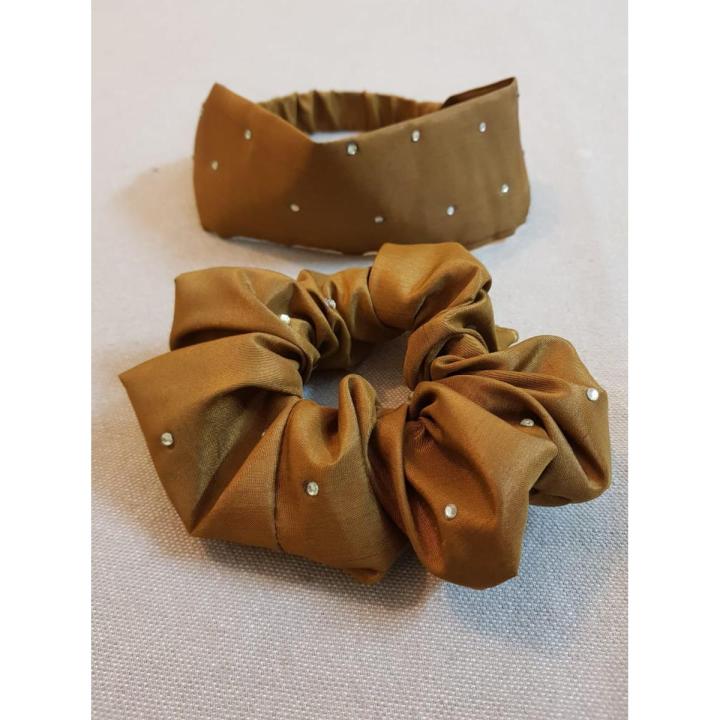 Silk Fancy Headband hairband for Girls with Matching Scrunchies