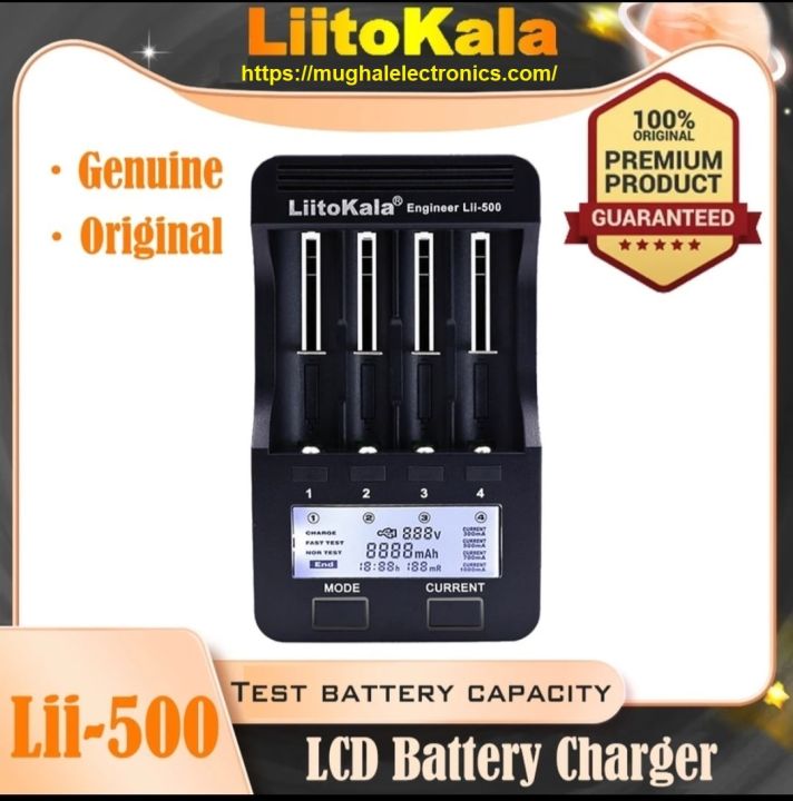 LiitoKala Lii-500 LCD 18650 Battery 3.7V 18350 18500 21700 25500 26650 AA AAA NiMH Lithium-ion Battery Charger with Screen