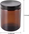 Amber glass jar of 15 Pack 8 ounce Round Glass Jars with Black Plastic Lids and White Inner Liners, Empty Jar, Food Storage Containers for Candles wax, Spice, Round Cosmetic Containers for Lotion. 