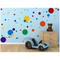 50 Mixed Size Polka Dots Wall Stickers - Matt/Gloss Vinyl, Waterproof, Multi-Color, Easy Peel & Stick. 