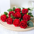 Valentine's Day Artificial rose Lifelike Beautiful Single rose  flower Silk rose for Wedding Valentine's Day gift Home decoration Table setting Hall decoration. 