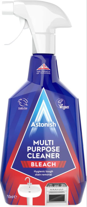 Astonish Multi Purpose Cleaning Spray With The Added Power Of Bleach - All Purpose Cleaning Solution Removes Heavy Duty Stains & Hygienically Cleans Bathrooms & Kitchen Surfaces, 750ml Spray Bottle