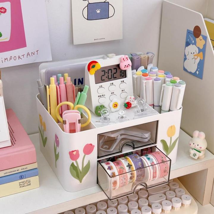 Office Desk Book Storage Home Makeup Plastic Drawer Box Stationery Container