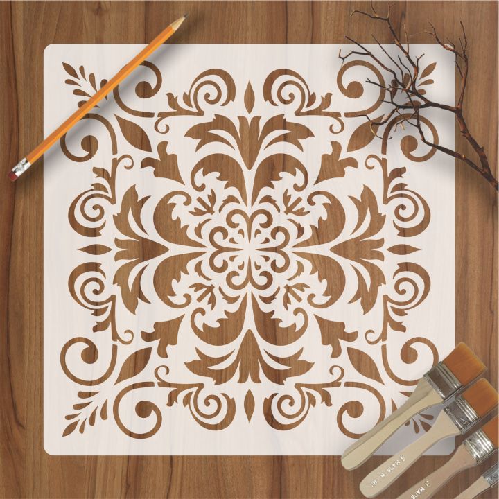 Damask Reusable Wall Art Stencil for Airbrush Painting DIY Crafts ...