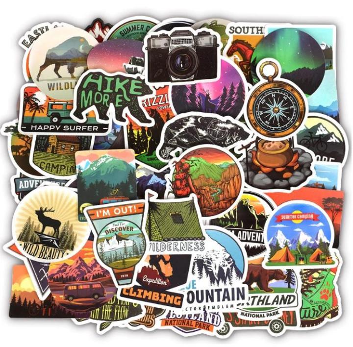 10%20Pcs/Pack%20Camping%20Travel%20Wilderness%20Adventure%20Outdoor%20Landscape%20Waterproof%20Stickers%20for%20laptop%20Bike%20Car%20TV%20LCD%20Fridge%20Skateboard%20Guitar%20-%20Image%203