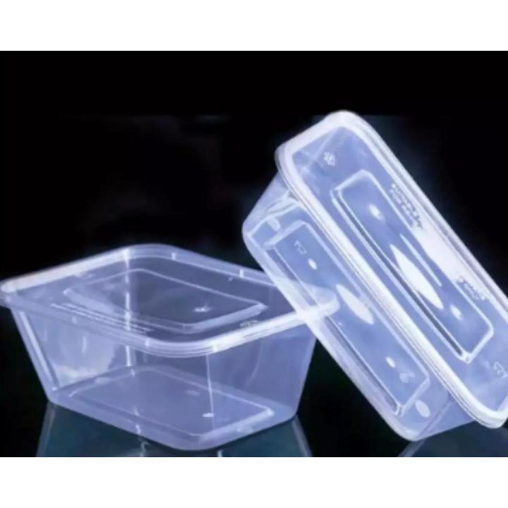 Pack of 12 - 1000 ML  Microwave Disposable Food Storage Boxes - Clear Transparent Plastic
