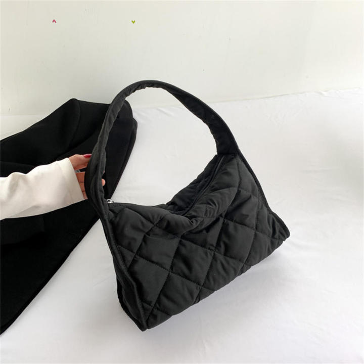 Fashion Quilted Shoulder Bags for Women Handbag Lattice Embroidery Line Shoulder Bag Luxury Tote Bag Ruched Handbags