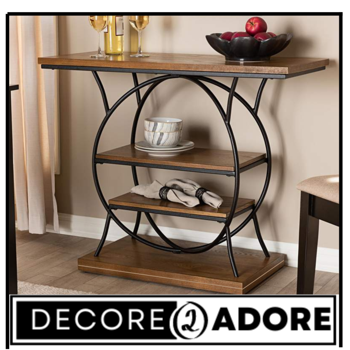 Decore To Adore Customize One Piece Wide Brown Wood 2-Shelf Console Table, Contemporary Farmhouse Decor With This Two-Shelf Wood