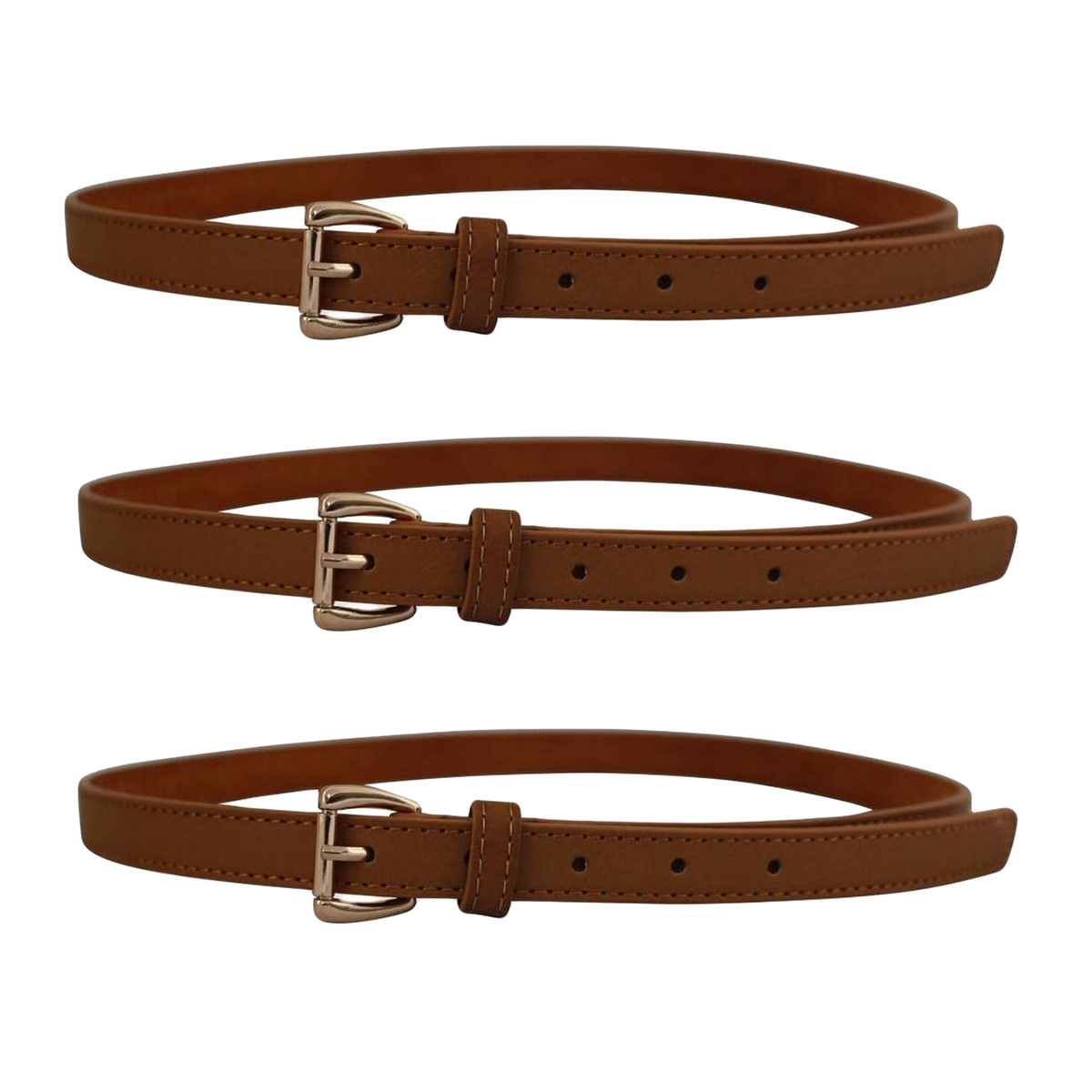 Thin Leather Belt for Women, Black/Brown, Stylish Dress Jeans