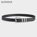 ECHIDNA Black Accessory for Jeans Stylish Unisex Black Jeans Belt with Metal Buckle Adjustable Length Faux Leather Waistband for Men Women Multi Holes Design for Trendy Fashion Accessory Unisex Black Belt. 