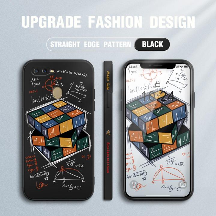 Jizetin for OPPO A12 / A12S / A5S / A7 Case Creative Digital Rubik Cube Side Design Phone Cover Square Edge Pattern Liquid Silicone Phone CasesCases