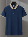 London Bridge - Contrast Cotton Polo Shirt for Men - Navy. 