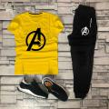 TRACKSUIT - Yellow & Black Summer Printed Tracksuit For Men & Boys - Soft and Comfortable Fabric T Shirt & Trouser Printed Tracksuit. 