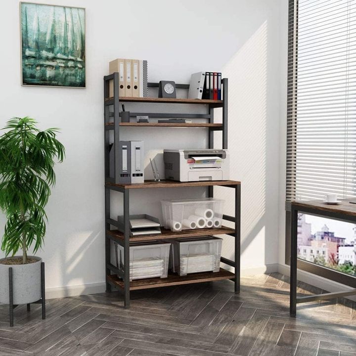 5-Tier%20Coffee%20Bar%20with%20Storage,%20Microwave%20Stand%20Kitchen%20Rack%20with%20Hutch,%20Free%20Standing%20Kitchen%20Utility%20Shelves%20Organizers,%20White%20and%20Gold%20-%20Image%204
