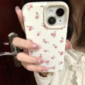 Aesthetic Cute Flower Leather Phone Case For iPhone 15 14 13 12 Pro Max 11 Lovely Floral Art Shockproof Soft Back Cover Funda. 