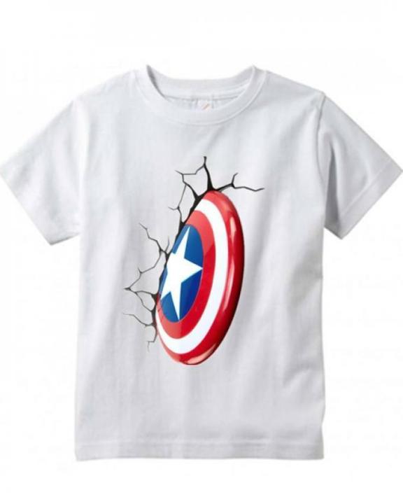 Bindas Collection 1 Pc White Captan Printed Tshirt For Boys / Kids