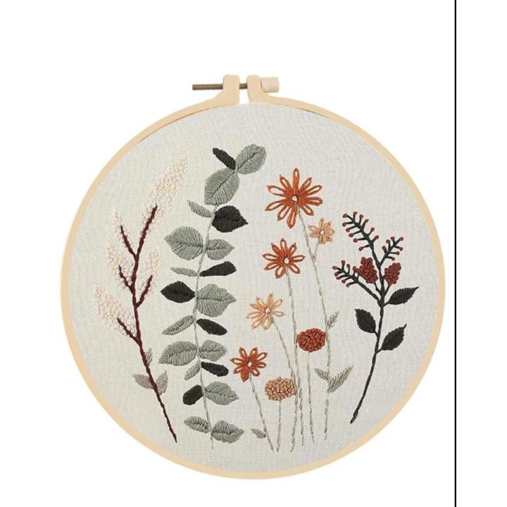 Canvas Embroidery DIY  Kit Graceful Field Theme Embroidery Kit For Home Decor.