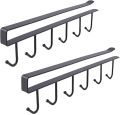 Cups Wine Glasses Storage Hooks, Scarf Hanging Hook, Rack Holder, Cabinet No Drilling, Hook Cup Holder, Under Cabinet Mug Cups, for Kitchen, Bathroom, Wardrobe (Black). 