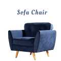 Modern Sofa Chair One Seater Fabric Dark Blue Velvet With Free 1 Cousion  Colour {{Special Offer Available }}. 