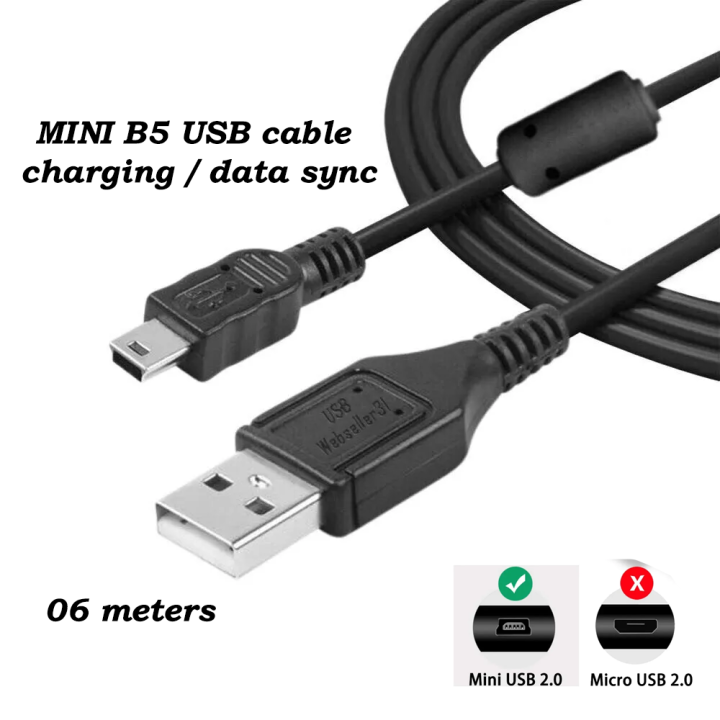 5 Pin Mini USB Cable, Extra Long USB Type-A to Mini-B 5-pin USB Tethering Cable for  External HDDS/Camera/PS3 Controller, Digital Camera, MP3 Player -Black