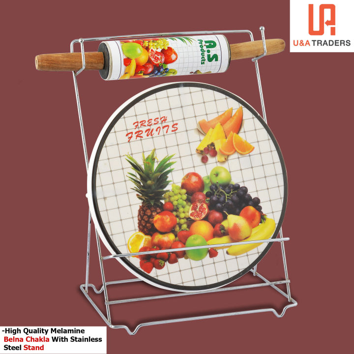 Rolling pin and board Melamine Chakla Plastic Belna wooden handle With