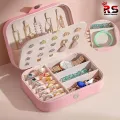 wolpin Jewellery Organiser PU Leather Magnetic Buckle Portable Storage Box Case with Dividers Container for Rings, Earrings, Necklace Home Organizer, Pink | Rs universal Store. 
