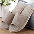 Open Toe Breathable Slippers Linen Thick Bottom Non-slip Washable Leisure Shoes Casual Hotel Home Four Seasons Couples Slippers. 