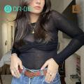 DR BEI T-shirt Stretchy Off Shoulder See-through Tee Shirt. 