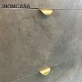 IHOMCASA Modern Simple Concealed Handle Brass Leaf Invisible Pulls Wardrobe Cupboard Cabinet Furniture Drawer Golden Knobs. 