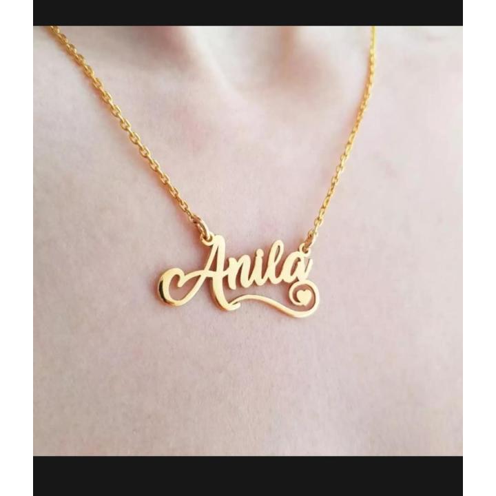 Customized Name With Twirl Motif Heart Name Locket Design  Golden & Silver Plated Any Name Pendant, Name Locket for girls