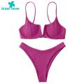 Green Home Women Bikini Set Slim Fit V Neck Backless Women Bathing Suit. 