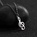 Fishhook Music Necklace Treble Clef Note Chain Musical Symbol Staff Notation Gift For Woman Man Kid Silver Color Pendant Jewelry. 