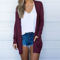 Lady Cardigan Pure Color Long Style Cardigan Coat. 