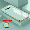 For Samsung Galaxy Grand Prime Back Cover with Ring Holder Stand Luxury 6D Plating Square Frame Shiny Case Camera Lens Protection Soft Silicone Mobile Phone Cases. 