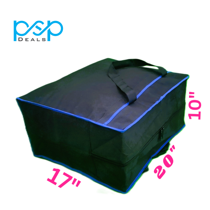 PSP DEALS - High Quality Large Storage Bag 20" x 17" + 10" Clothes Storage Box  Foldable Closet Organizers Storage Containers  with Durable Handles Thick Fabric for BlankeT Comforter Clothing Bedding  Storage Closet Organizer Bag – Water-resistant
