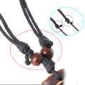Fashion Men Retro Faux Leather Cord Double Circle Ring Pendant Necklace Gift. 