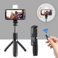4 in 1 Wireless Selfie Stick & Tripod With Light - 70cm / 100cm / 170cm With & Without Light - Tripod, Selfie Stick, Selfie Light, Bluetooth Shutter - Foldable & Portable For All Mobile Phones With Detachable Charging Cable - Black & Pink. 