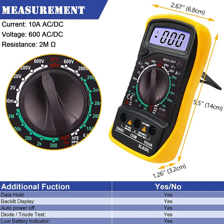 XTMAX%20XL830L%20Digital%20Multimeter,%20Multi%20Meter%20Manual%20Ranging%20Includes%20Volt%20Meter%20Digital,%20Ammeter,%20Ohmmeter%20with%20Backlight%20LCD%20-%20Image%203