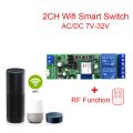 Tuya 5-32V Zigbee Switch Module 2 Channel with RF433 Zigbee Inching / Self-Lock / Interlock Switch APP Control(B). 
