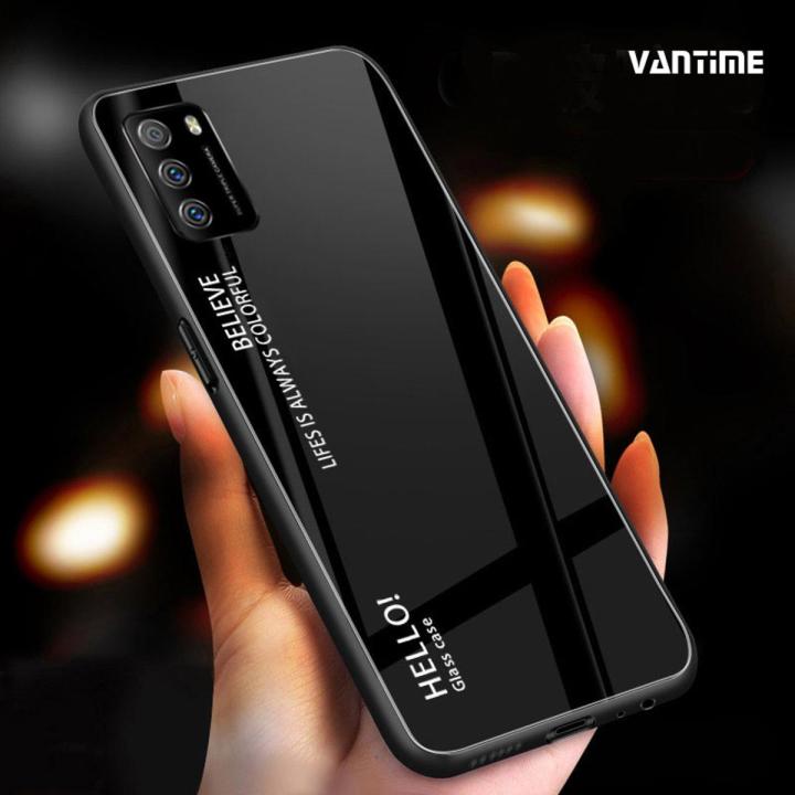 Vantime for Xiaomi Poco M3 Case Gradient Phone Back Hard Glass Cover