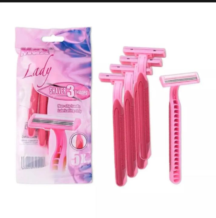 Pack of 5 - Ladies Soft Body Razor Womens Girls Shaver Bikini - 2 Blades Double Blade