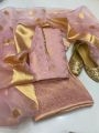 FREE Khussa |Banarsi  Jacquard Shirt /Organza Banarsi Dupatta/ 3pc Suit Golden Khussa. 