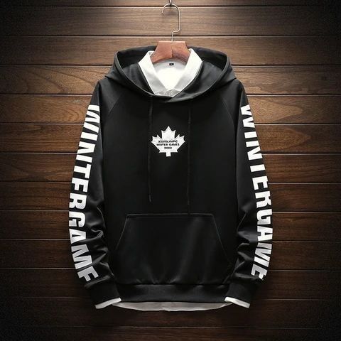 Premium quality printed  black and white hoodie for men