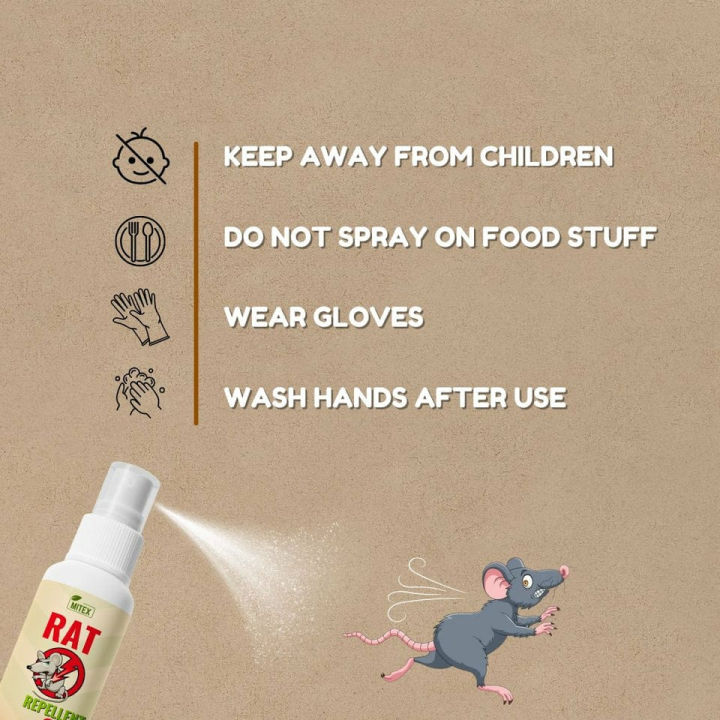 MITEX Natural Rat Repellent Spray – 50ml | No Poison, No Killing, No Trapping | 100% Herbal Oil Formula for Home, Car & Office | Safe Rodent Control Solution"