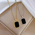 Fashion Square Necklace For Women Korean Style Black Geometric Pendant Necklace Collar Neck Chain Charm Jewelry Party Gift. 
